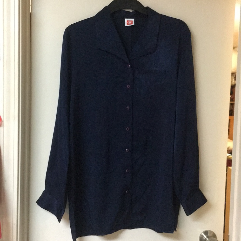 New condition navy silky shirt