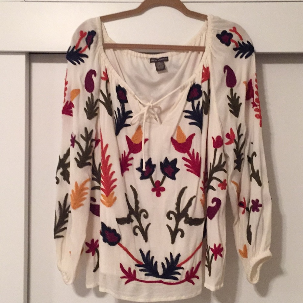 Chelsea & Theodore Embroidered Blouse Sz XL