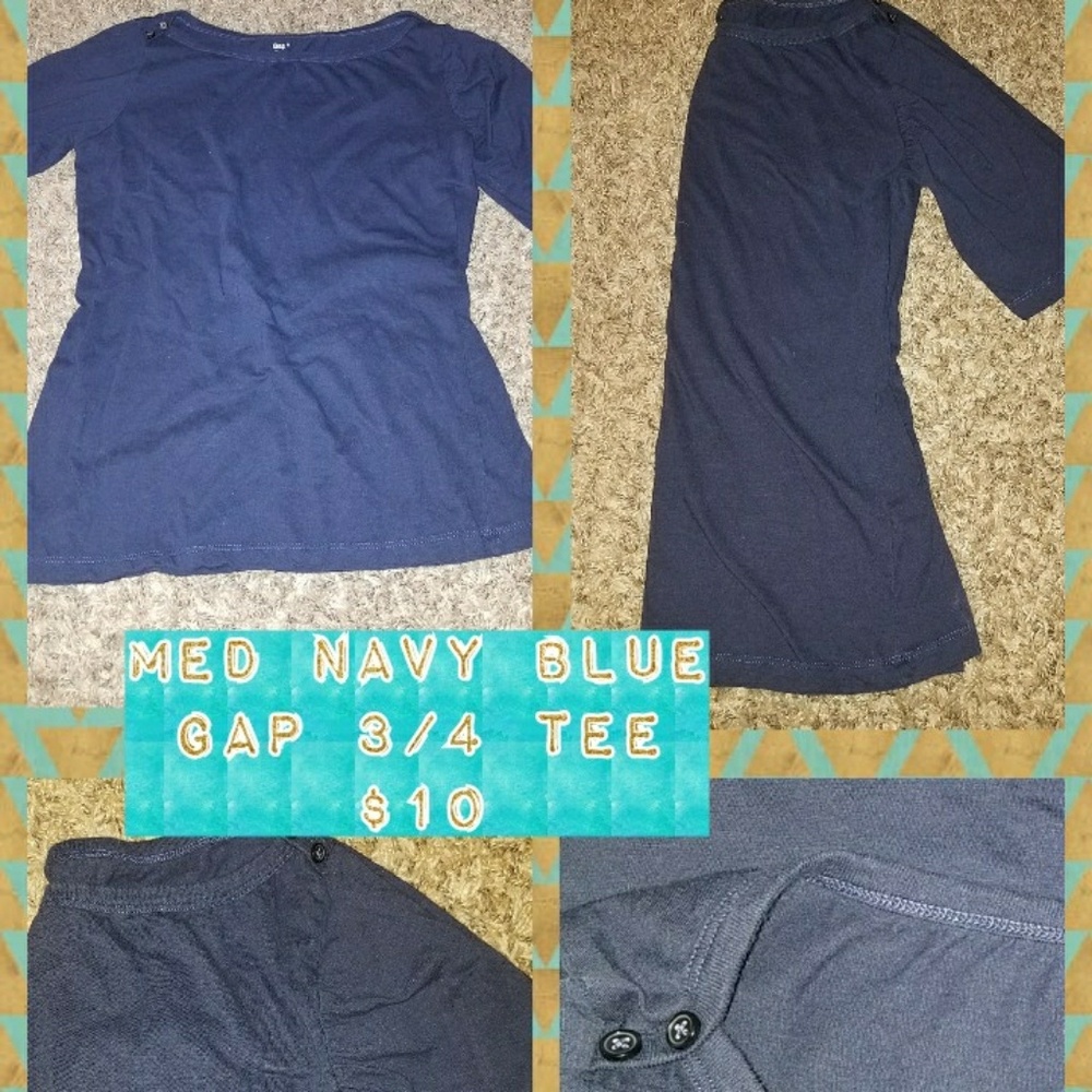 Med EUC GAP 3/4 sleeves Navy Blue tee