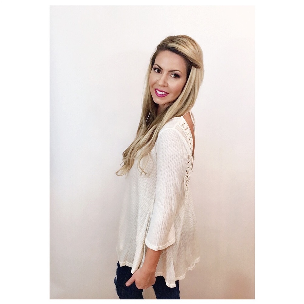 LAST ONE!!!! Cream Drape Back Top - Picture 2 of 4