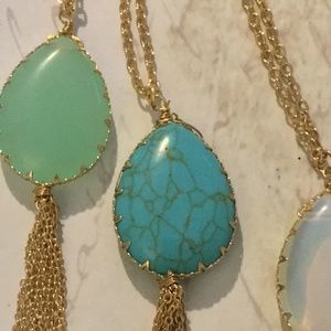 Altar'd State Turquoise Tassel Long Necklace -30"