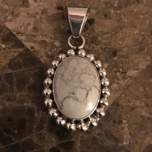 WHITE HOWLITE & 925 SILVER PENDANT