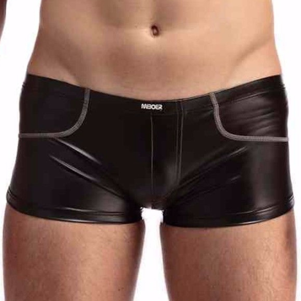 NWT Men's Miboer Black Rubberized Boxer Briefs