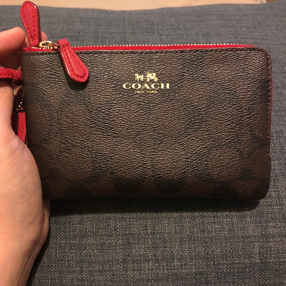 double zipper coach wristlet