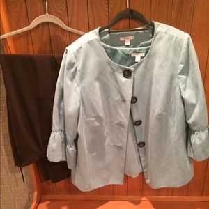 Dress Barn Mint and Brown pants suit