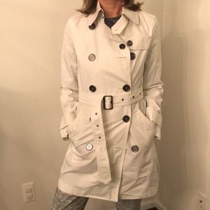 White Burberry trench