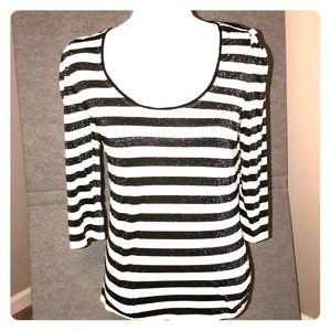 Striped Sparkly Black and White Glitter top