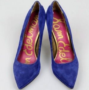 Sam Edelman Celia Royal Blue Suede Pointy Platform