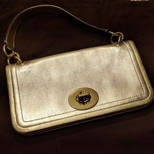 Coach Gold Leather Clutch/Wristlet