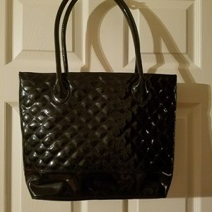 SALE!! Black patent quilted tote