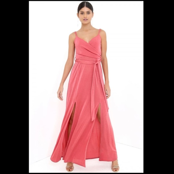 Little Mistress coral maxi dress. NWT - Picture 3 of 8