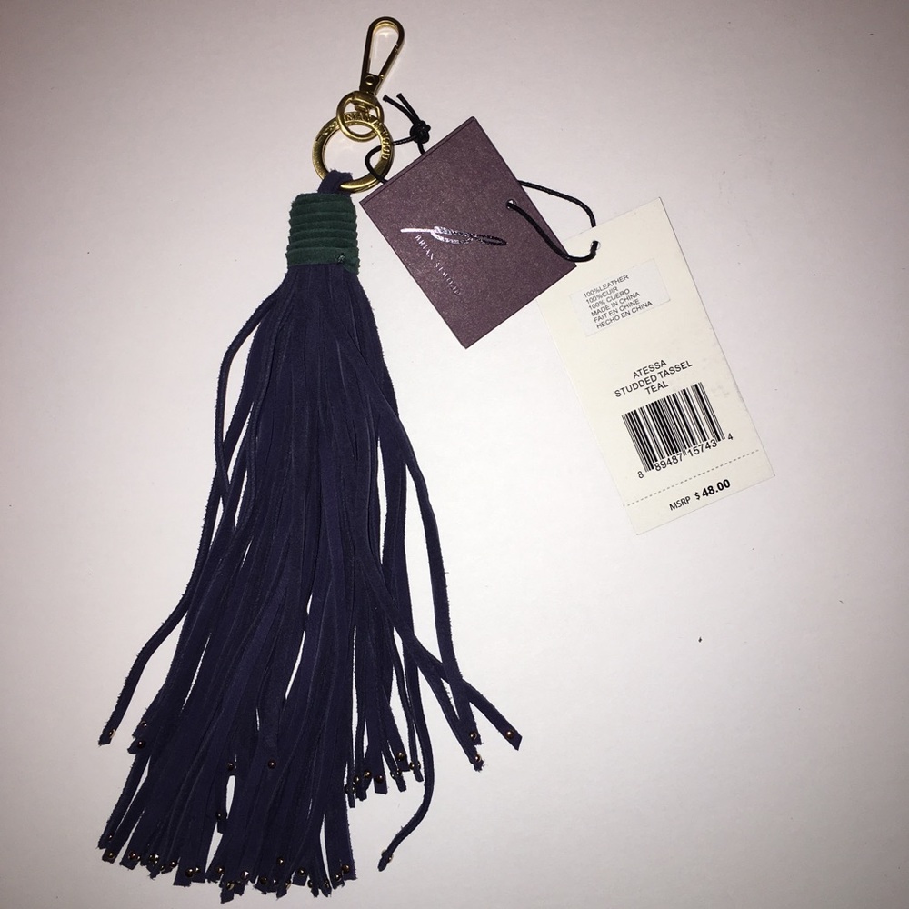 NWT Brian Atwood Fringe real leather bag charm