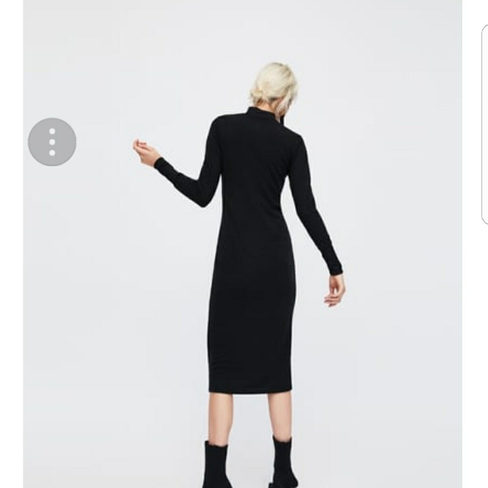 ZARA... long ribbed Dress Black NEW. - Picture 2 of 5