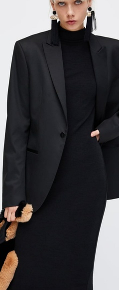 ZARA... long ribbed Dress Black NEW. - Picture 4 of 5