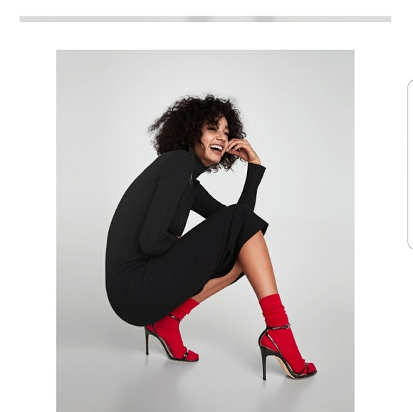 ZARA... long ribbed Dress Black NEW. - Picture 5 of 5