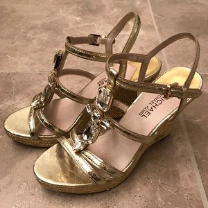 Gold Metallic & Crystal Wedges