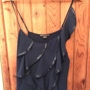 Armani Exchange Ruffled Camisole with Sequin Trim