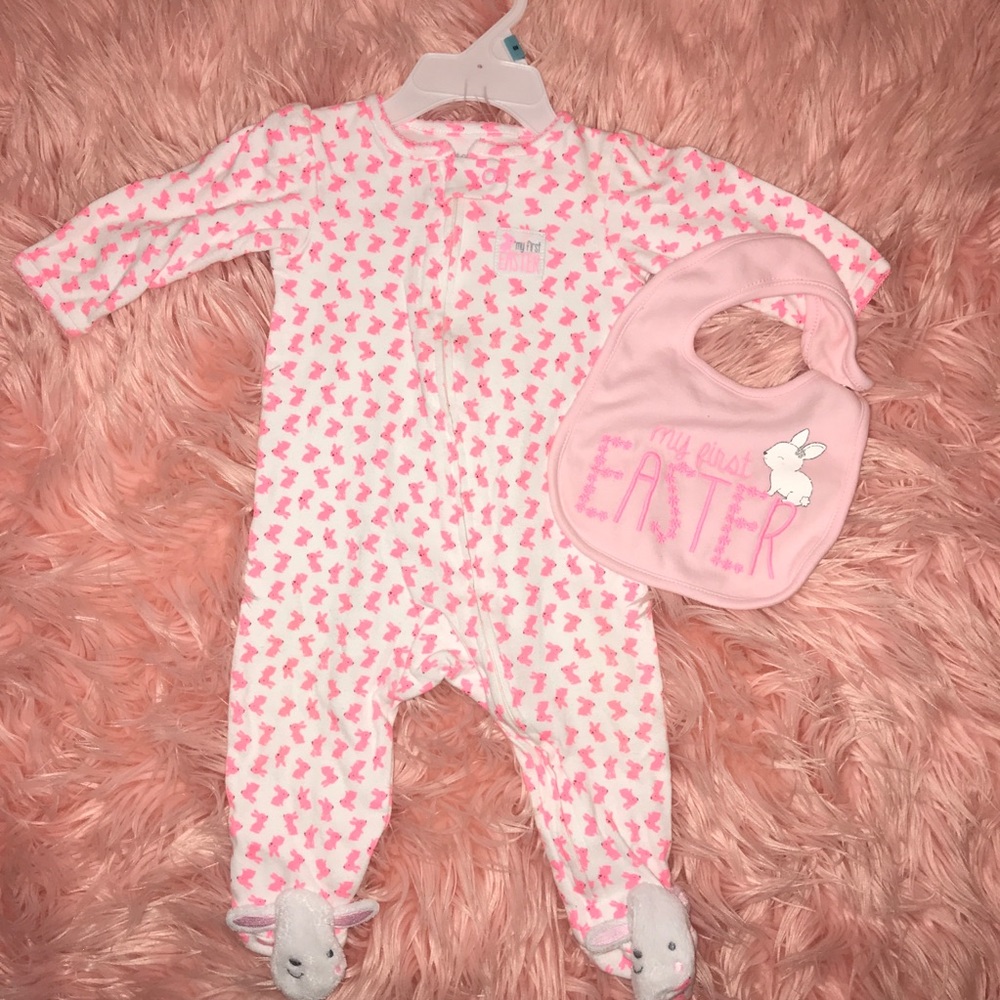 Baby’s 1st Easter Footed PJ with Bib 🐰