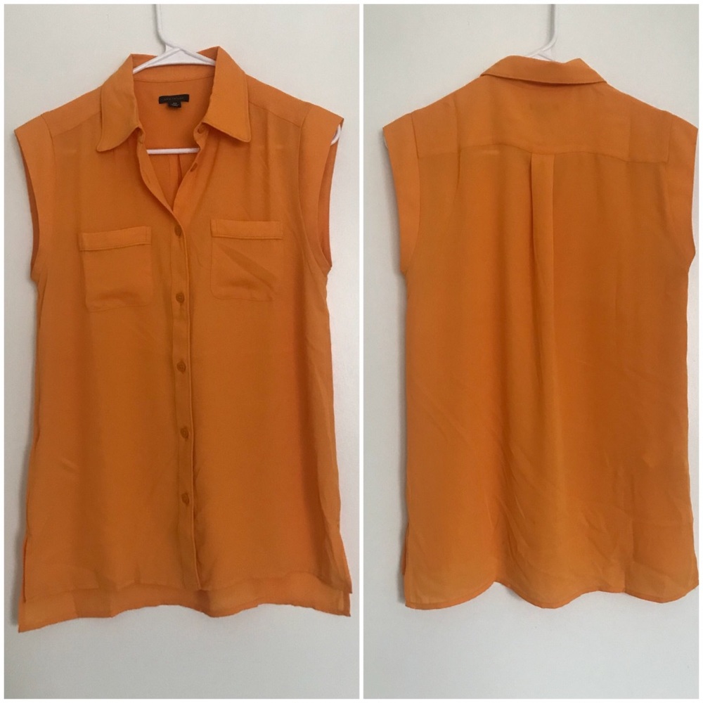 Ann Taylor Mustard/Gold Button Down Sleeveless Top