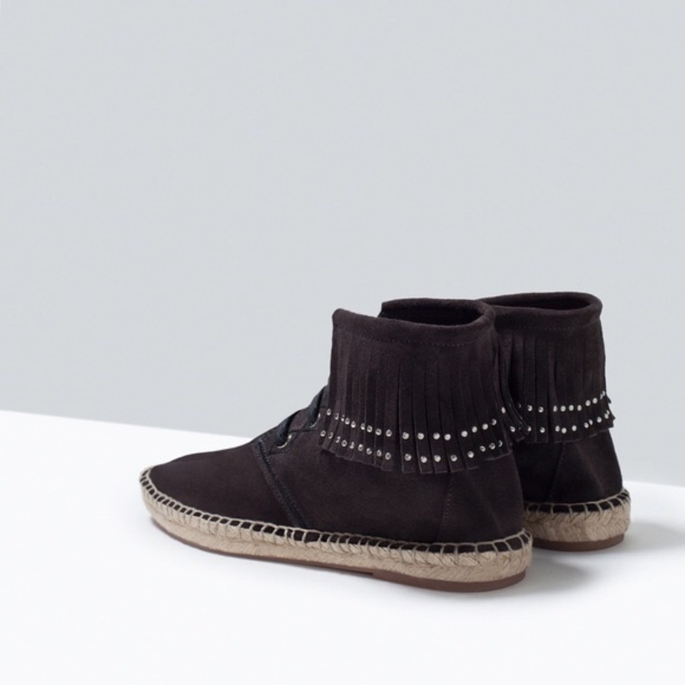 BNWT Zara suede fringe espadrilles