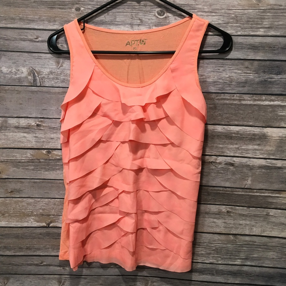 Peach Ruffle Tiered Tank Top Shirt