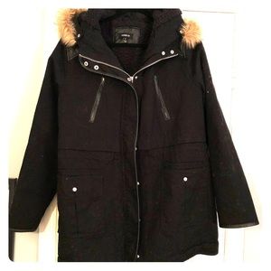 Quilted Faux Fur Trim Outerwear Parka Jacket