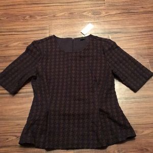 Ann Taylor quilted houndstooth peplum top