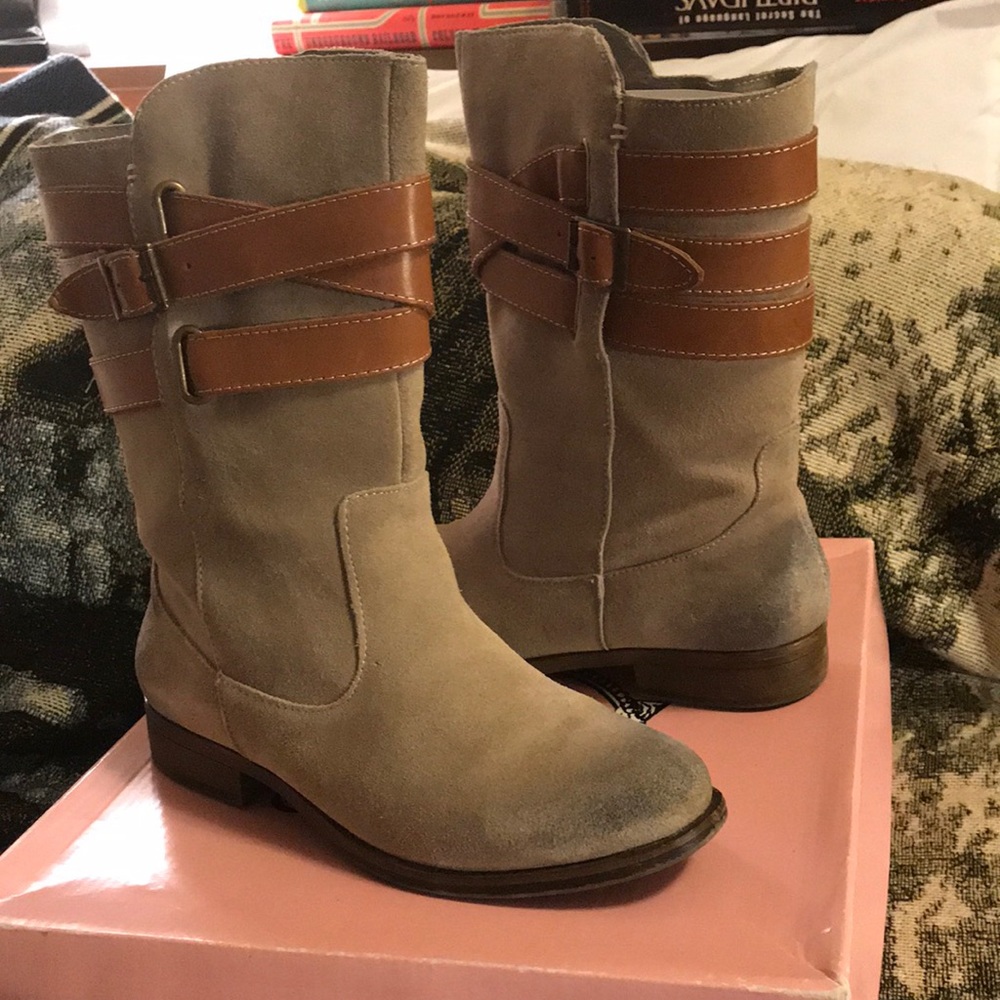 Suede Moto style boots.