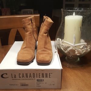 LaCanadienne Cognac Suede Ankle Boots