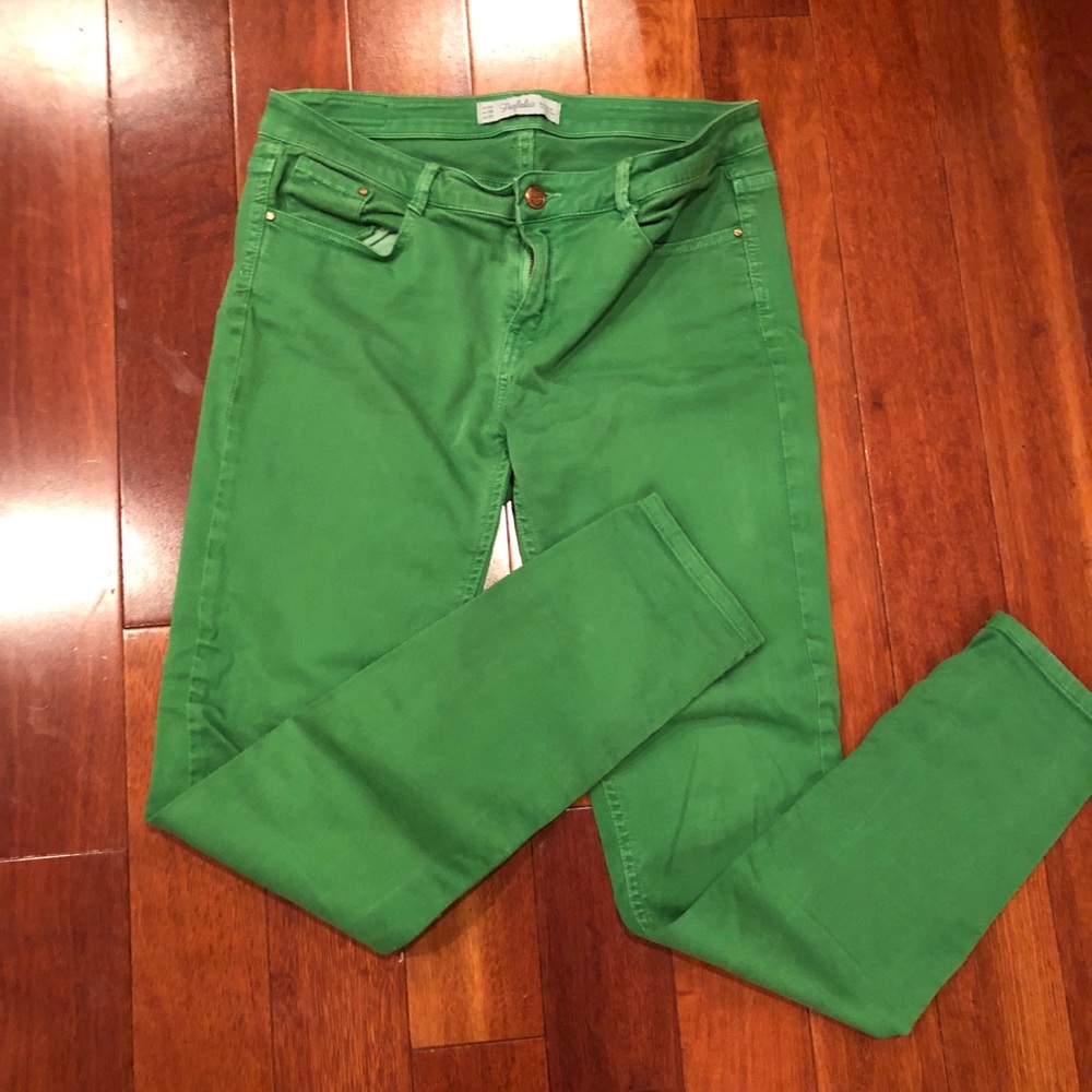 Zara green skinny jeans, size 8