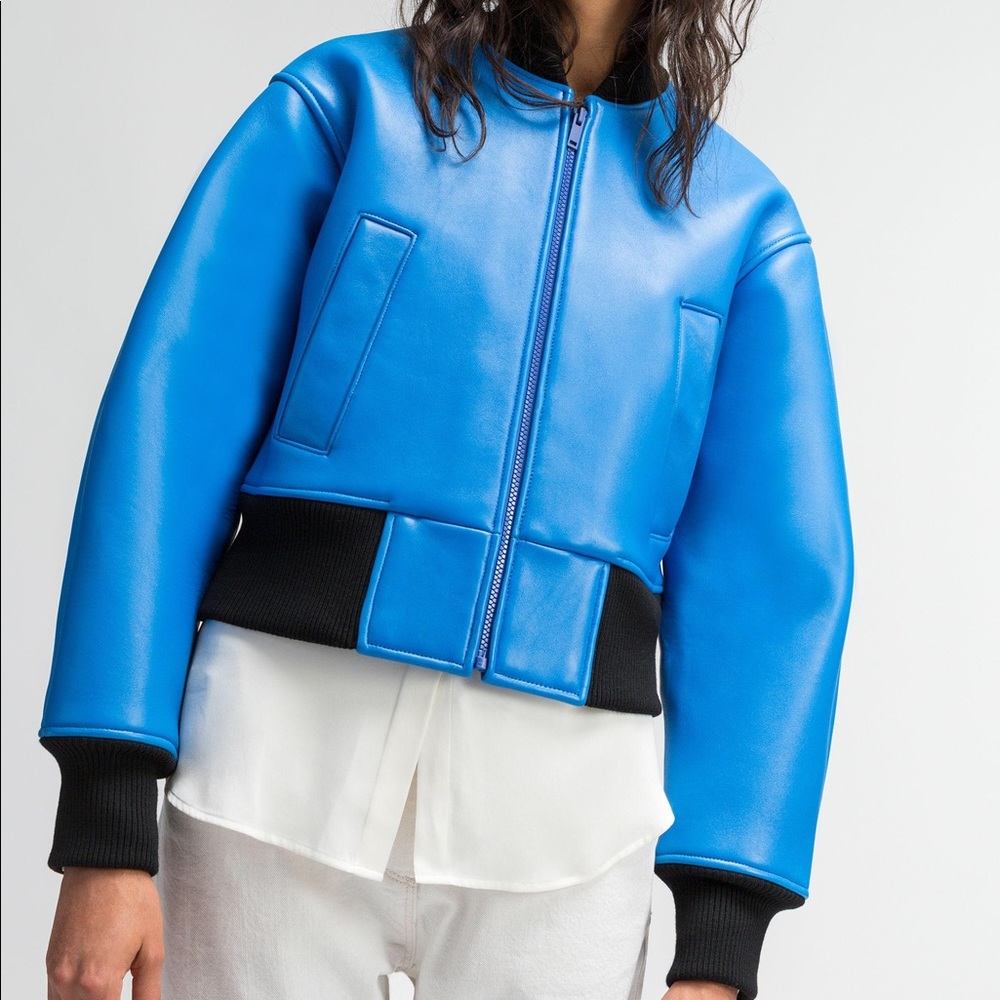 65% off DKNY cropped lambskin bomber $1300