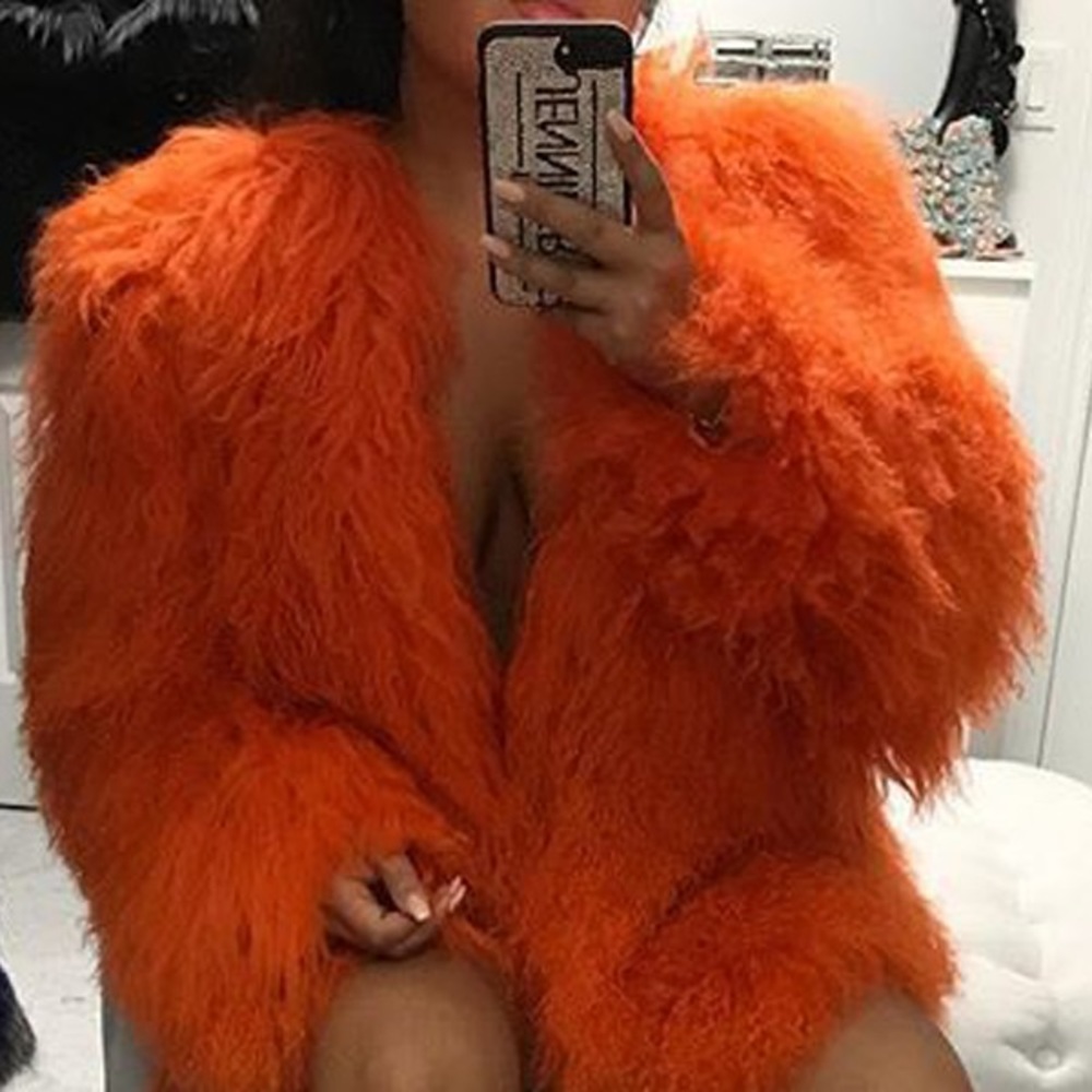 Orange Faux Fur Coat