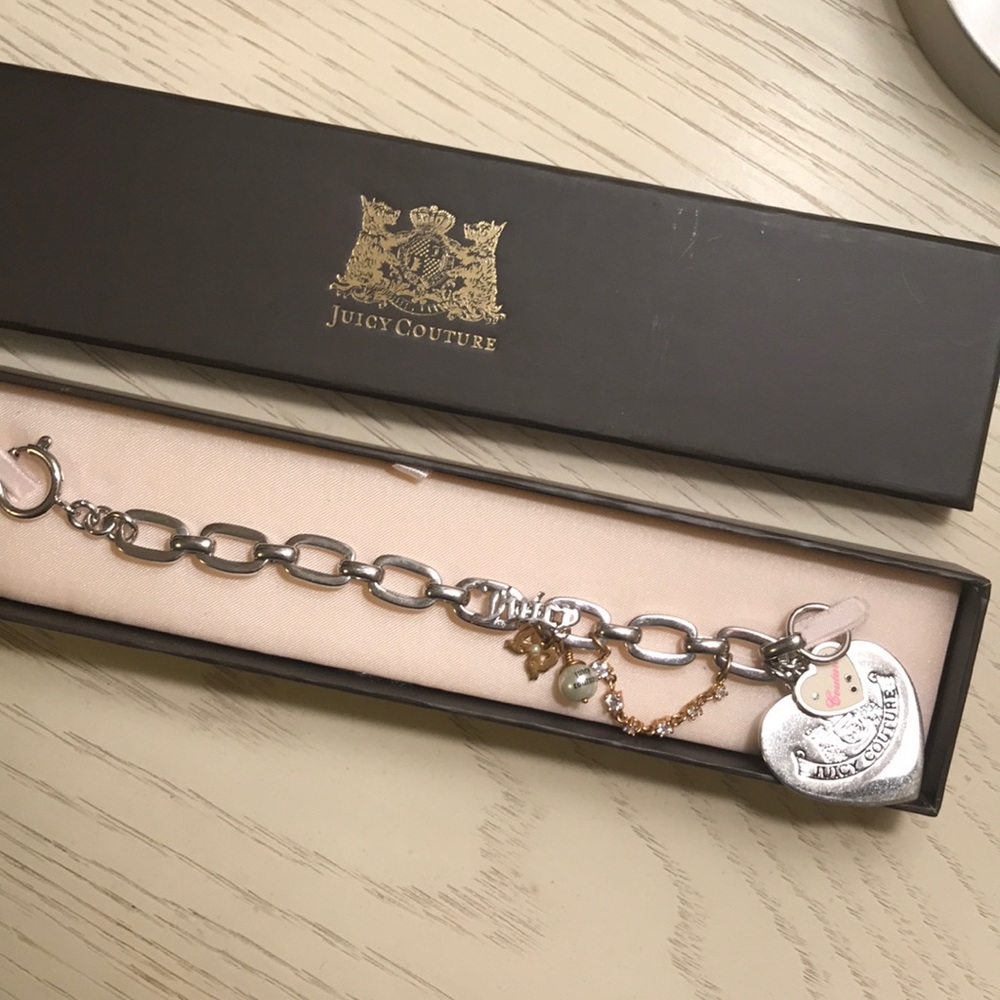 RARE Juicy Couture silver “bow love” bracelet