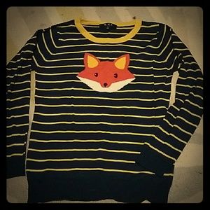 Fox detail striped layering sweater