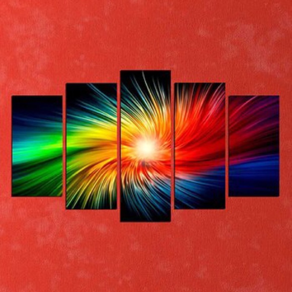 Rainbow Burst Five-Panel Wall Art Set
