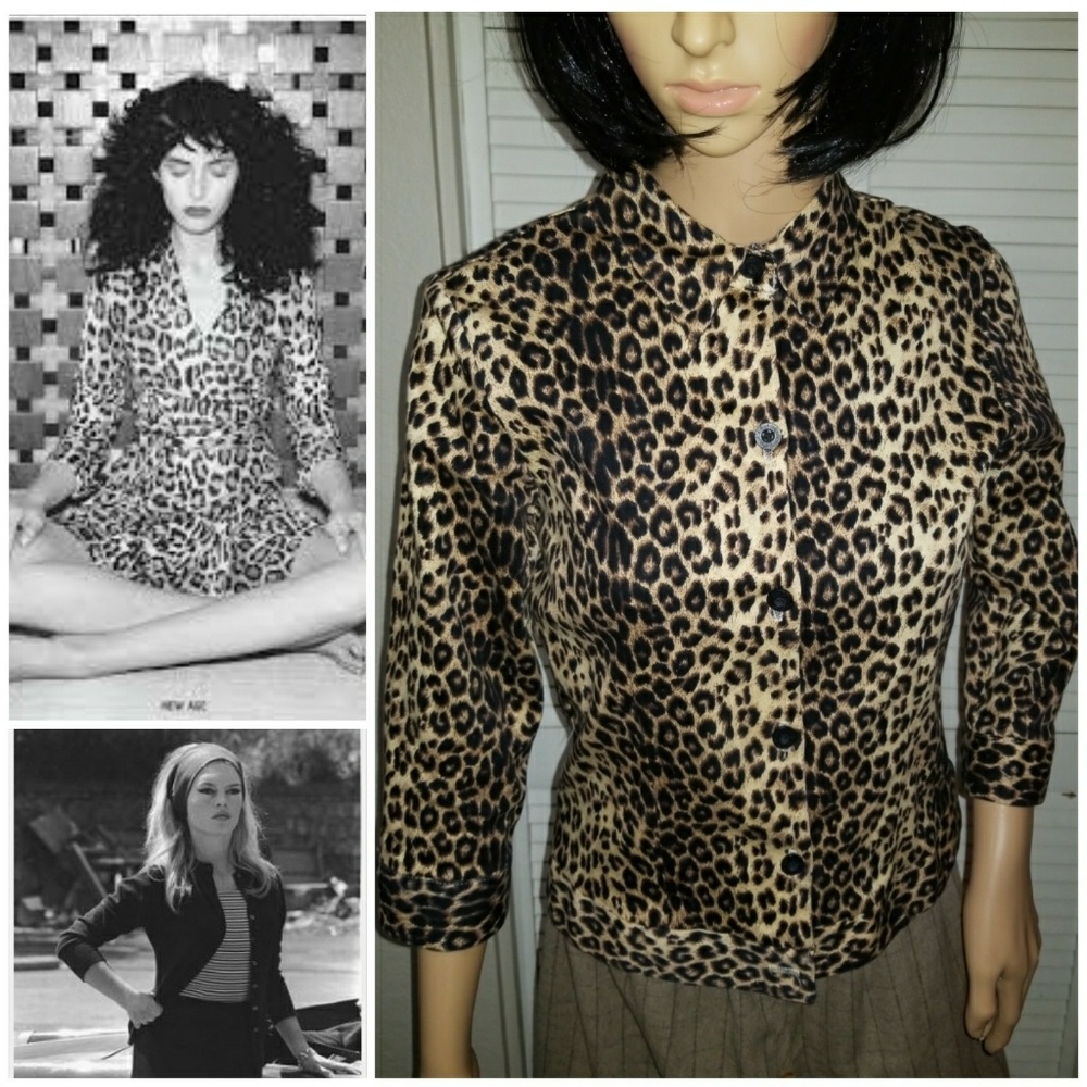 Vintage buttoned up leopard print blouse