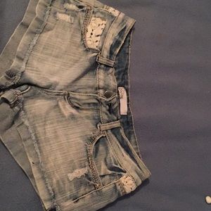 Denim lace shorts