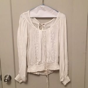 Long Sleeve Free People White Synch Top