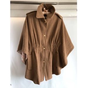 Guess Camel Adjustable-Waist Wool Cape - L