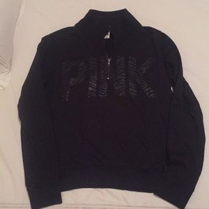 Black quarter-zip PINK sweatshirt