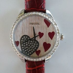 Fossil Heart Jeweled Valentine Watch