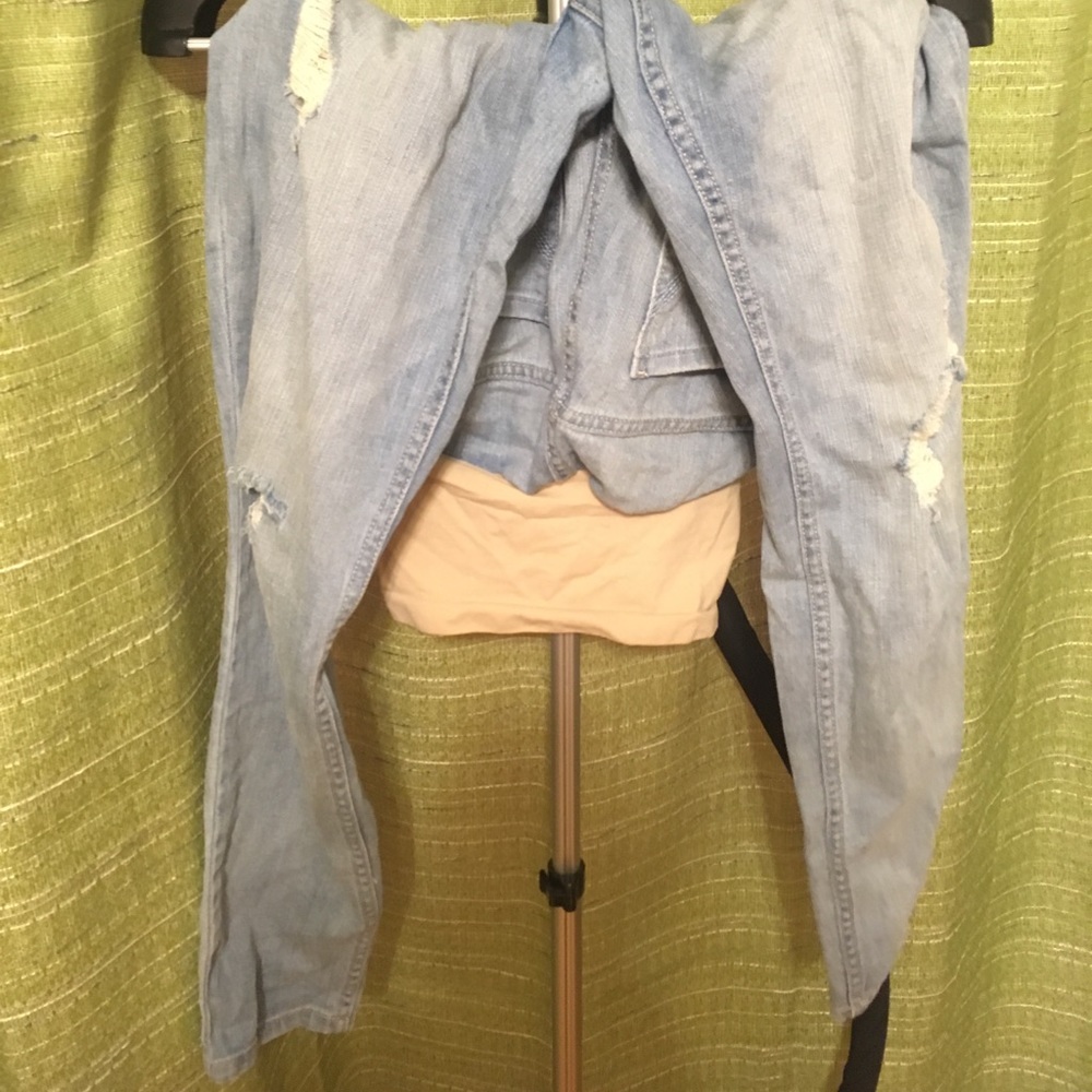Light Blue Maternity Jeans w/ Cuts in Knees