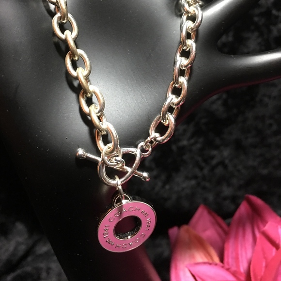 COACH SILVER & PINK TOGGLE BRACELET AND NECKLACE - Picture 3 of 8