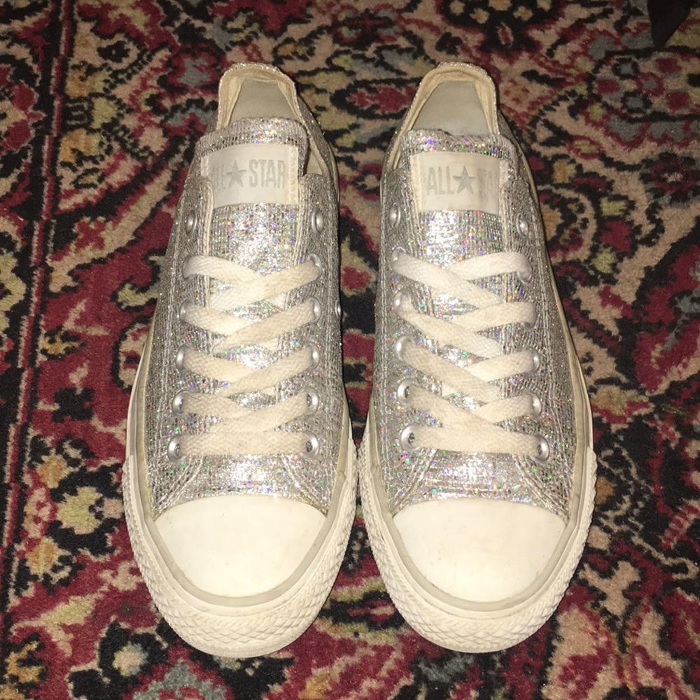 Silver glitter converse