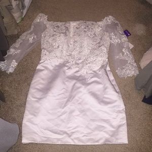 Short white wedding dress from JJ’s House (.com)
