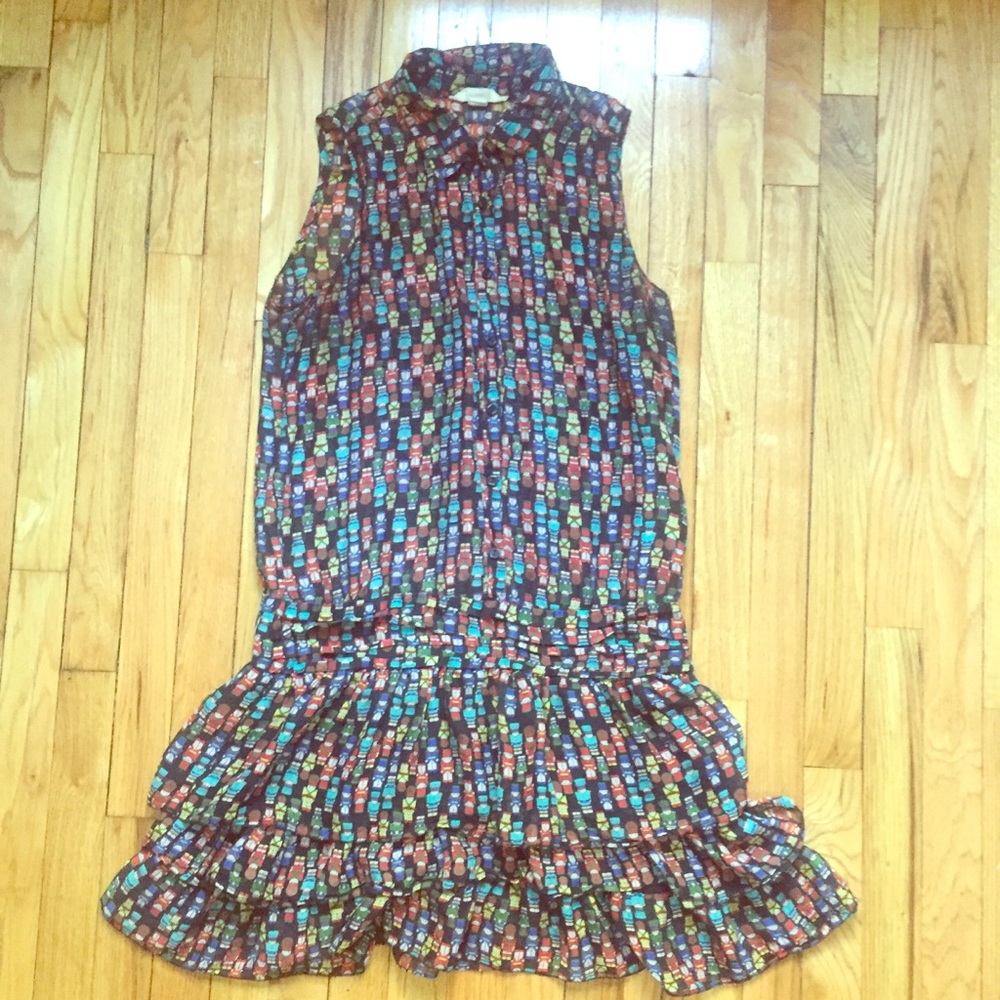 Holiday Toy Solider Ruffle Dress Chiffon Button up