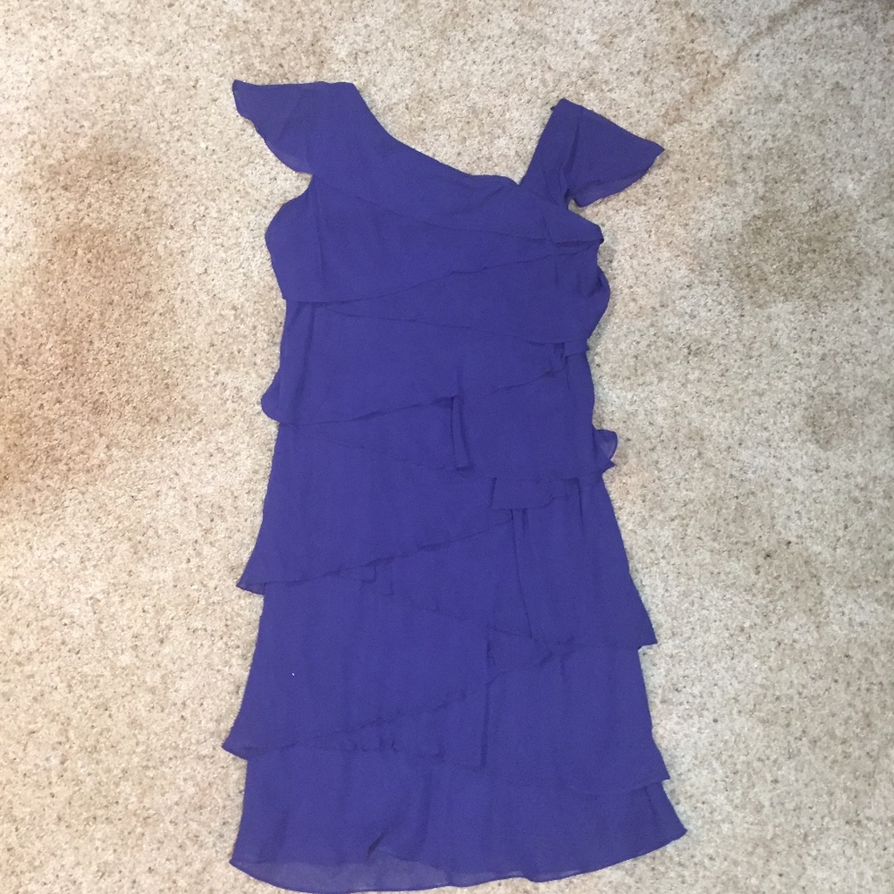 Purple D'albret off the shoulder chiffon dress