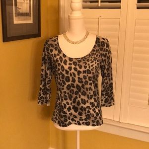 August Silk animal print top with sequins. Size L