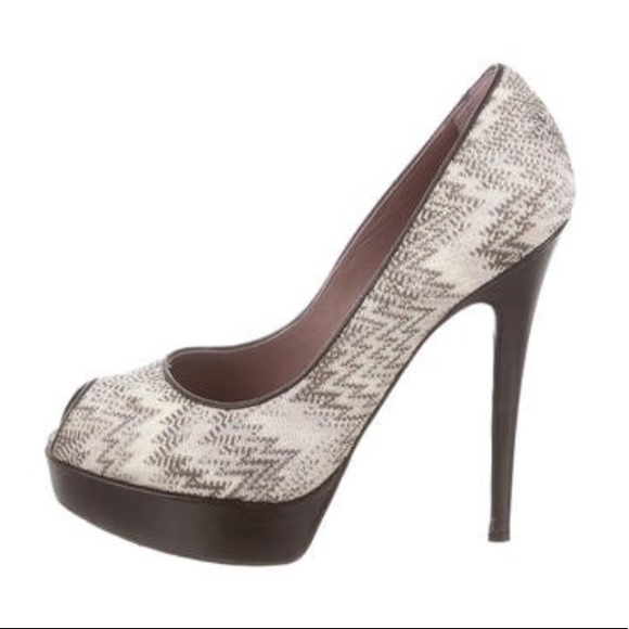 Escarpins Plateforme Missoni - Taille 38 (US 8) - Crème - Toe Ouvert (Peep Toes) - Neuf Authentique