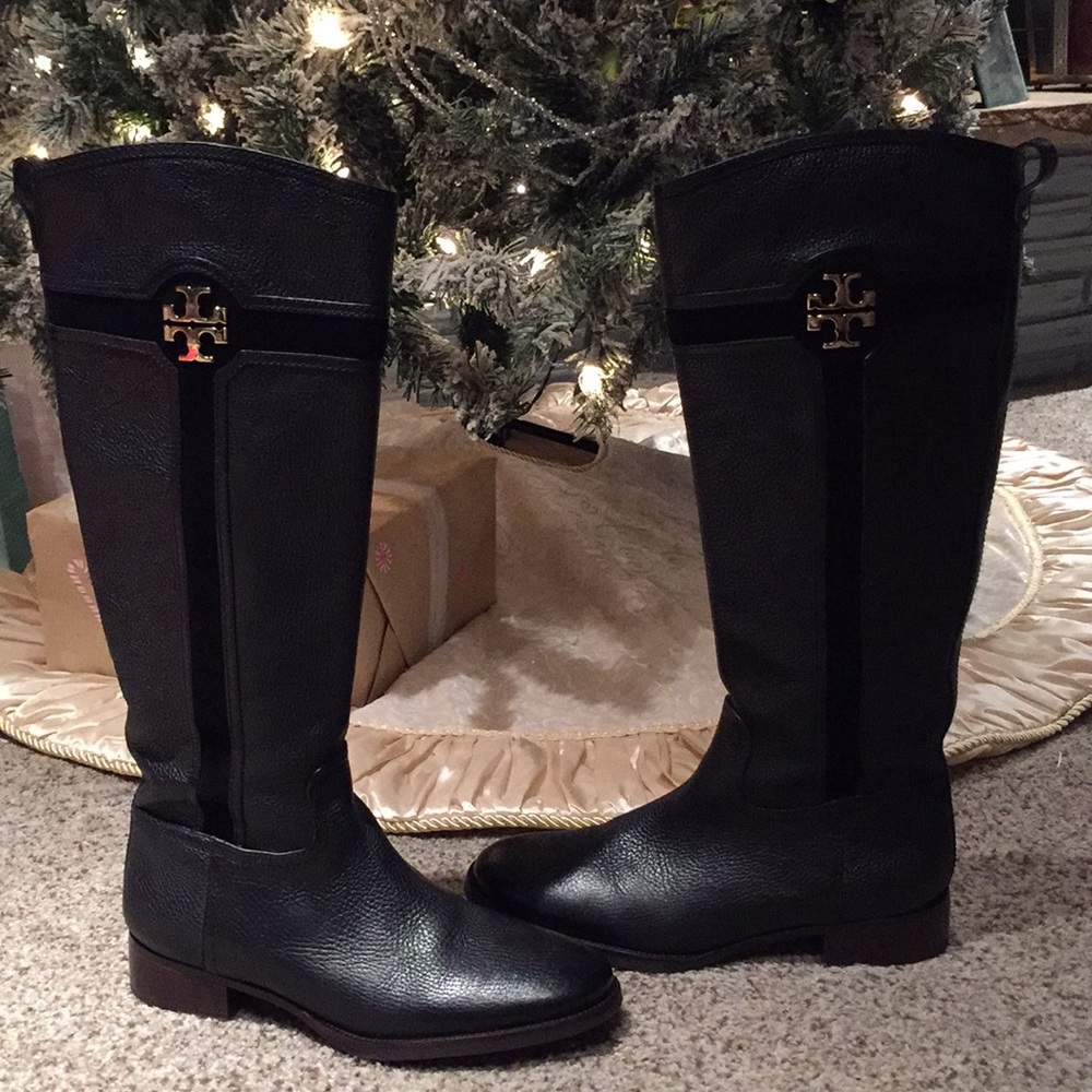 Tory Burch Black Leather Boots Sz 10